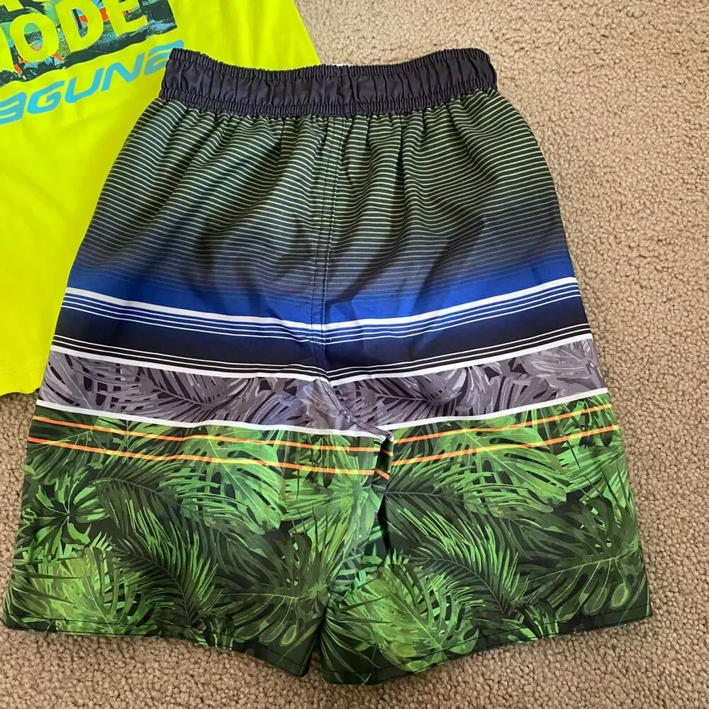 Laguna swimsuit Boys 3Pc Swim Set 5/6 T‎ Hat, T shirt ,Shorts Beach Vacation